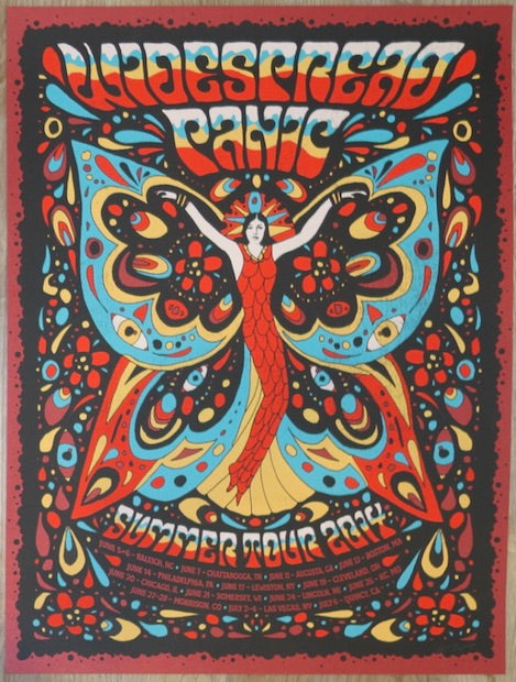 2014 Widespread Panic - Summer Tour Metallic Red Variant Concert Poster by Nate Duval