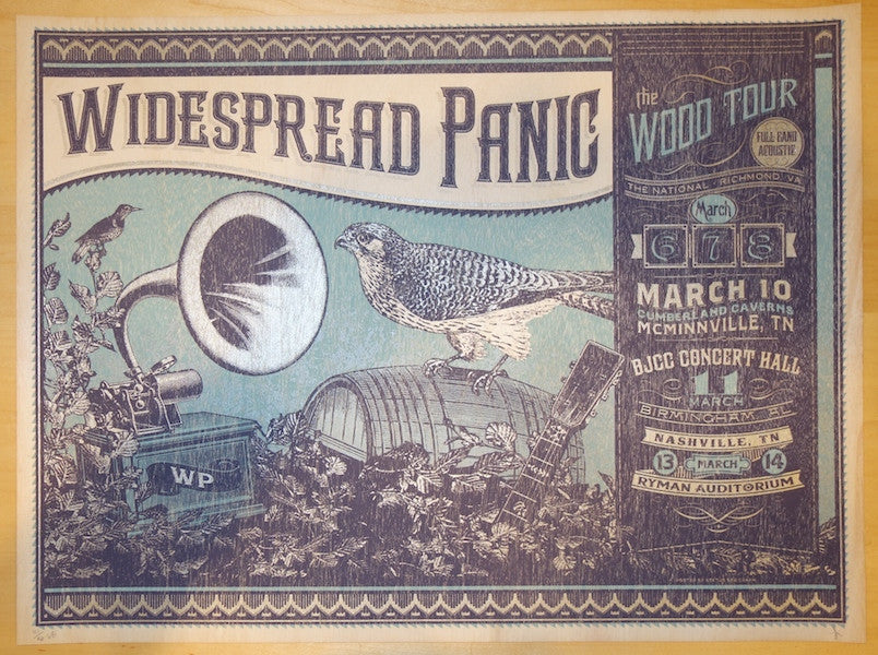 2014 Widespread Panic - Wood Tour Veneer Variant Concert Poster by Status
