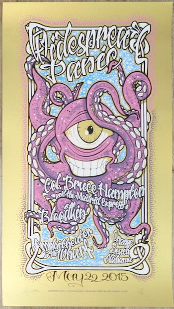 2015 Widespread Panic - Orange Beach Gold Variant Concert Poster by JT Lucchesi