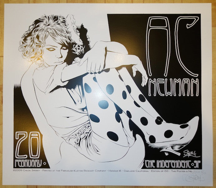 2009 AC Newman - San Francisco B&W Variant Concert Poster by Chuck Sperry