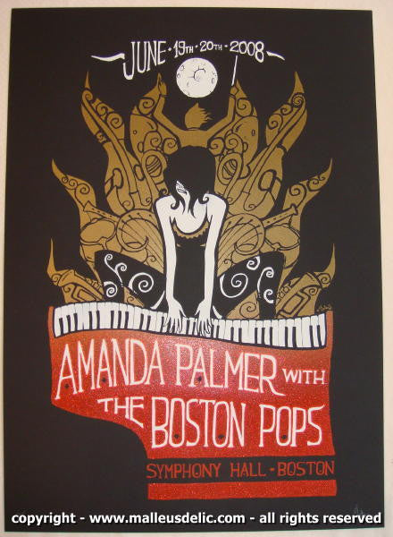 2008 Amanda Palmer & the Boston Pops - Boston Silkscreen Concert Poster by Malleus