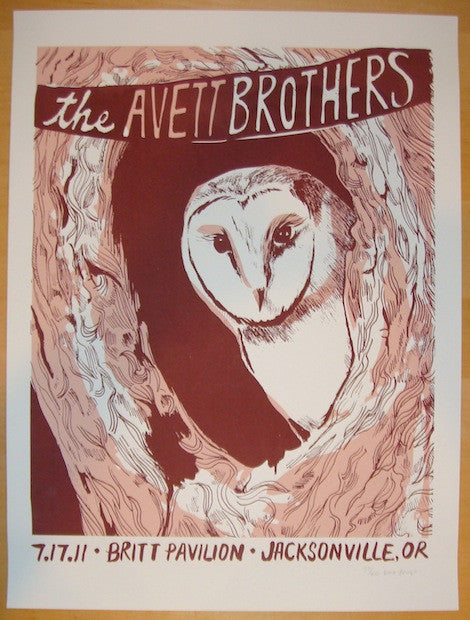 2011 The Avett Brothers - Jacksonville OR Silkscreen Concert Poster by Kat Lamp