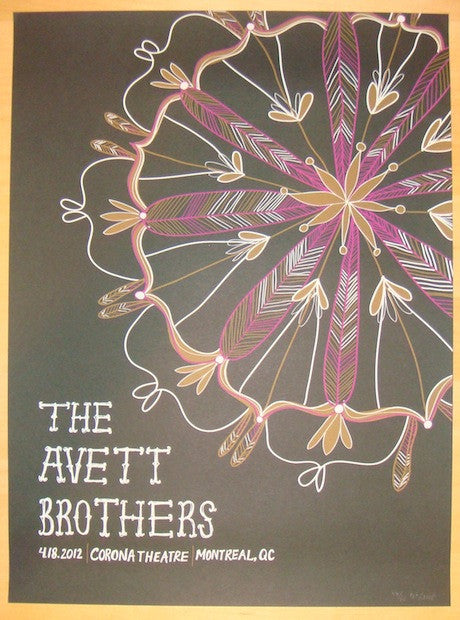 2012 The Avett Brothers - Montreal Silkscreen Concert Poster by Kat Lamp