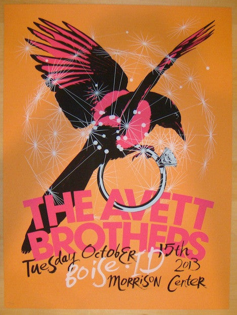 2013 The Avett Brothers - Boise Silkscreen Concert Poster by Martin Kvamme