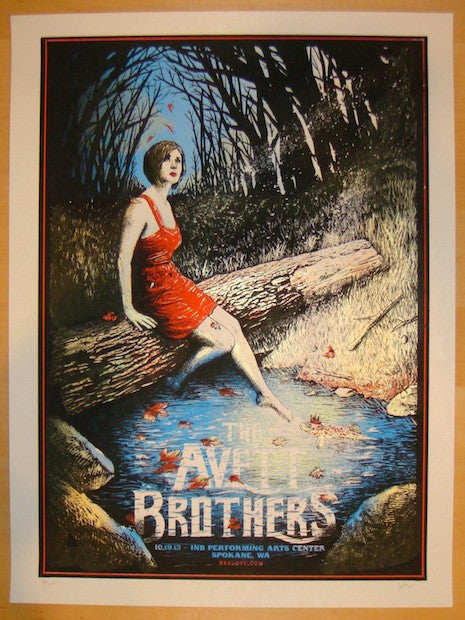 2013 The Avett Brothers - Spokane Silkscreen Concert Poster by Zeb Love