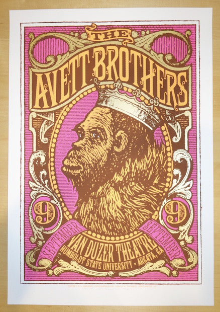 2014 The Avett Brothers - Arcata Silkscreen Concert Poster by Mike King