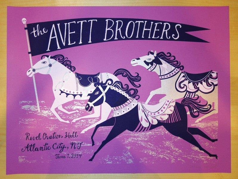 2014 The Avett Brothers - Atlantic City Silkscreen Concert Poster by Kat Lamp