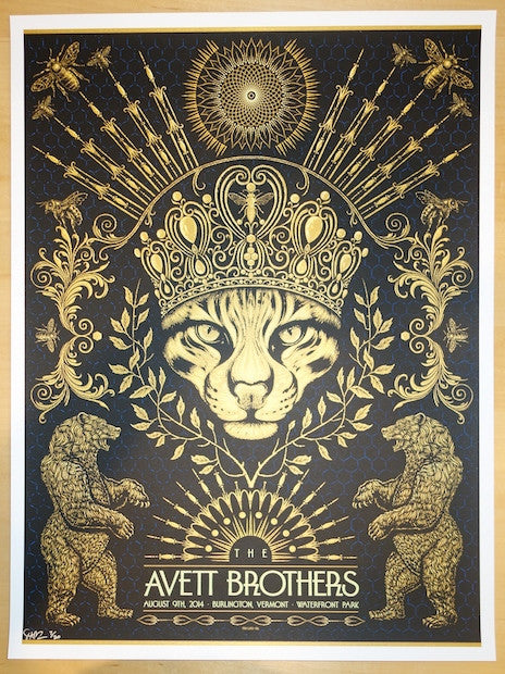 2014 The Avett Brothers - Burlington Silkscreen Concert Poster by Todd Slater