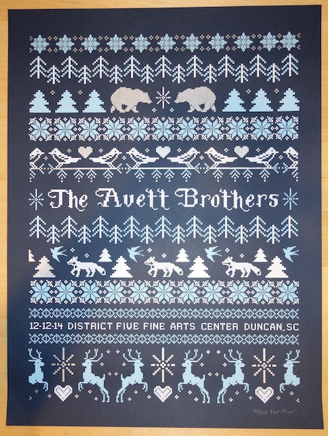 2014 The Avett Brothers - Duncan Silkscreen Concert Poster by Kat Lamp