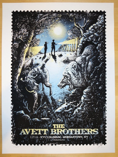 2014 The Avett Brothers - Morgantown Silkscreen Concert Poster by Zeb Love