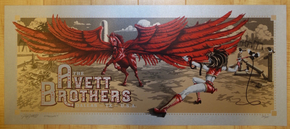 2015 The Avett Brothers - Dallas I Variant Silkscreen Concert Poster by Moctezuma