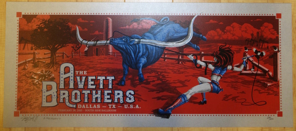 2015 The Avett Brothers - Dallas II Silkscreen Concert Poster by Moctezuma