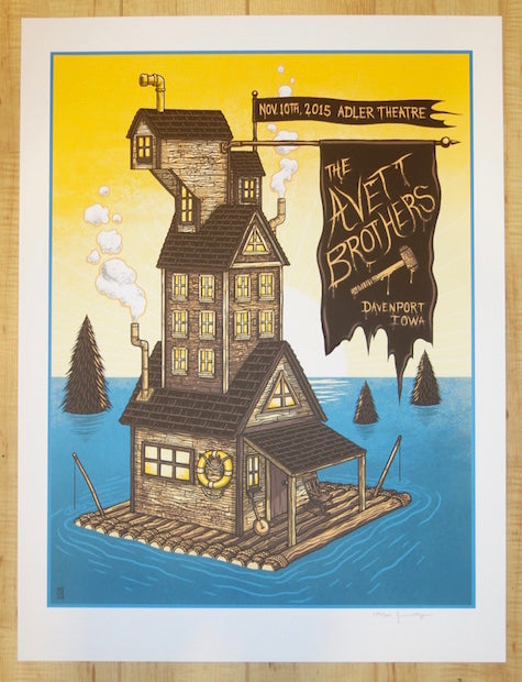 2015 The Avett Brothers - Davenport Silkscreen Concert Poster by Jim Mazza