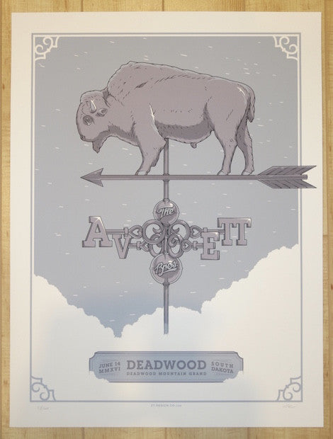 2016 The Avett Brothers - Deadwood Silkscreen Concert Poster by Charles Crisler