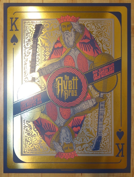 2016 The Avett Brothers - Las Vegas Gold Variant Silkscreen Concert Poster by Status
