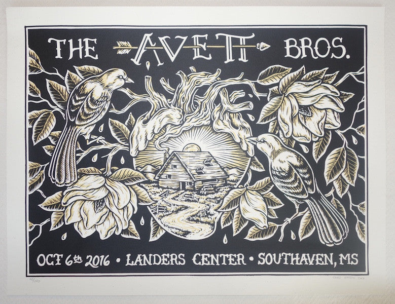 2016 The Avett Brothers - Southaven Silkscreen Concert Poster by Chad Eaton