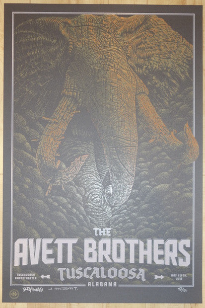 2016 The Avett Brothers - Tuscaloosa Red Variant Concert Poster by Moctezuma