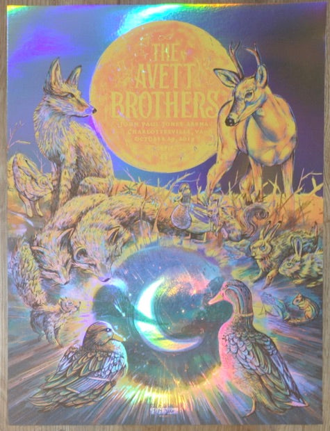 2019 The Avett Brothers - Charlottesville Foil Variant Concert Poster by Zeb Love