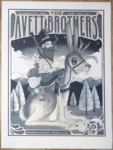 2022 The Avett Brothers - Charlotte NYE Silkscreen Concert Poster