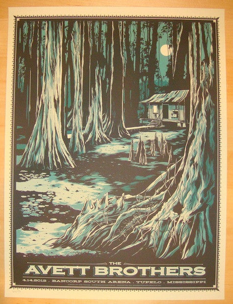 2012 Avett Brothers - Tupelo Silkscreen Concert Poster by Ken Taylor