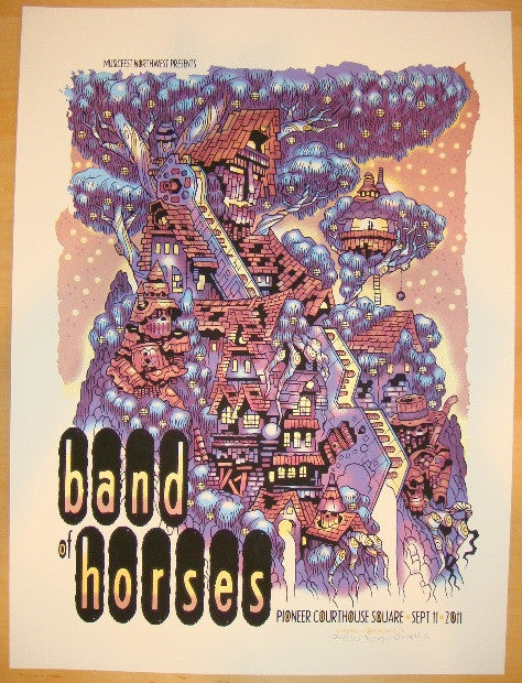 2011 Band of Horses - Portland Silkscreen Concert Poster by Guy Burwell