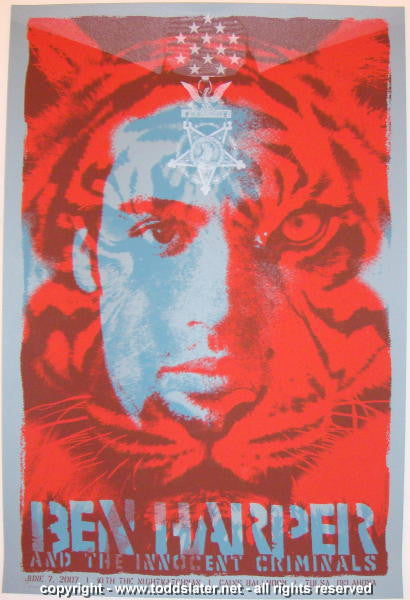 2007 Ben Harper - Tulsa Silkscreen Concert Poster by Todd Slater