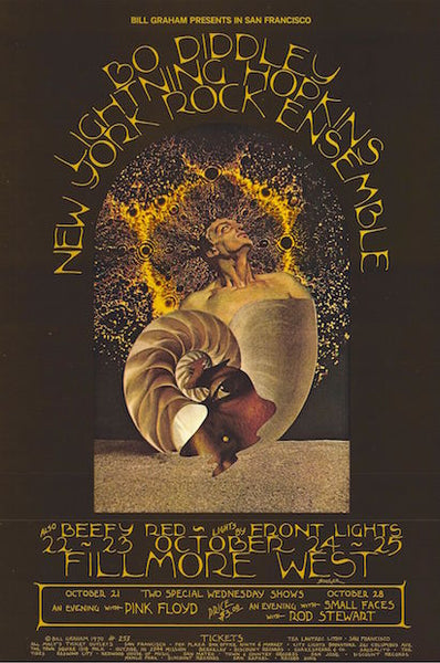 1970 Bo Diddley / Pink Floyd / Small Faces - Fillmore West Poster