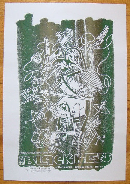2006 The Black Keys - Portland Silkscreen Mono Print Concert Poster by Guy Burwell
