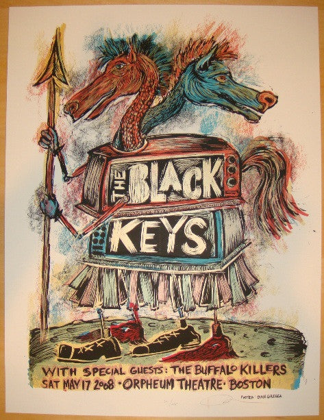 2008 The Black Keys - Boston Silkscreen Concert Poster by Dan Grzeca