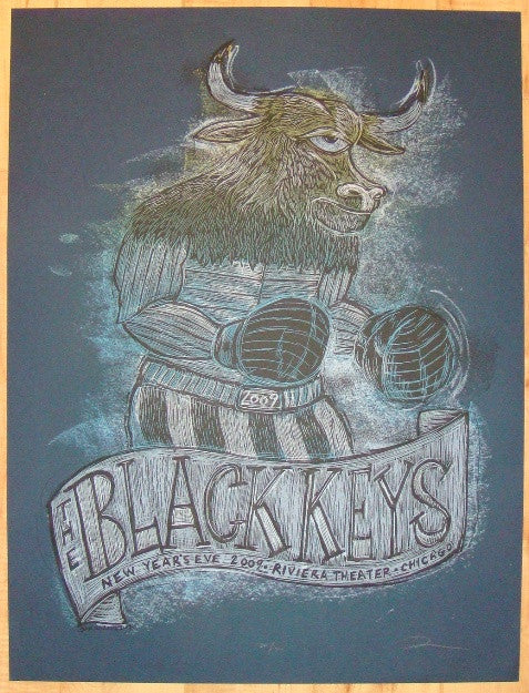 2009 The Black Keys - Chicago NYE Silkscreen Concert Poster by Dan Grezca