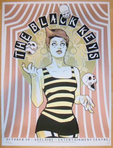 2012 The Black Keys - Adelaide Variant Silkscreen Concert Poster by Jo Ley