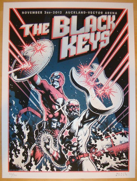 2012 The Black Keys - Auckland Variant Concert Poster by Blair Sayer