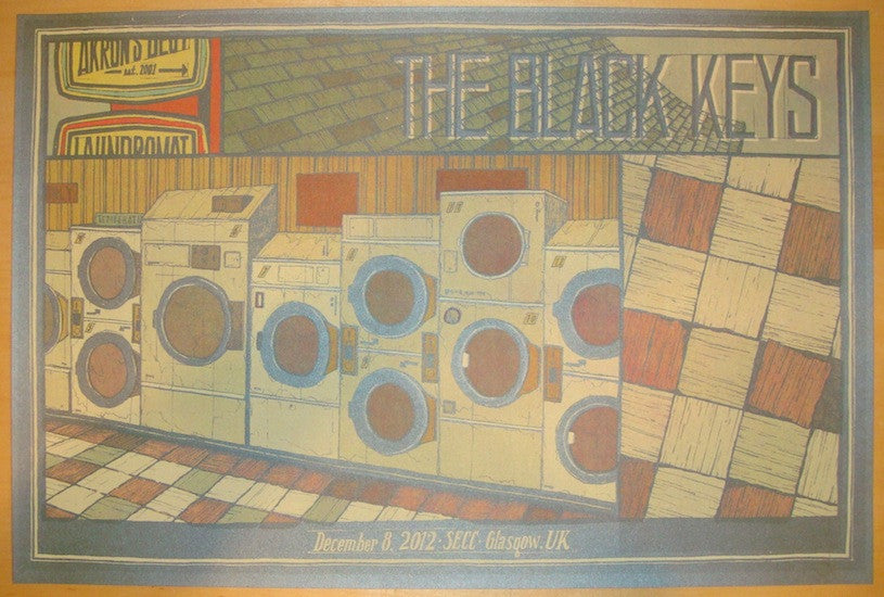 2012 The Black Keys - Glasgow Silkscreen Concert Poster by Landland