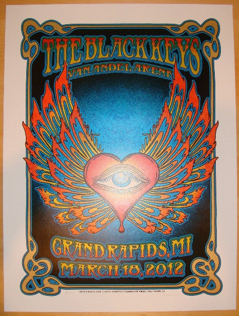 2012 The Black Keys - Grand Rapids Silkscreen Concert Poster by Dave Hunter