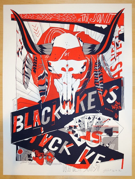 2012 The Black Keys - Las Vegas Silkscreen Concert Poster by Tyler Stout