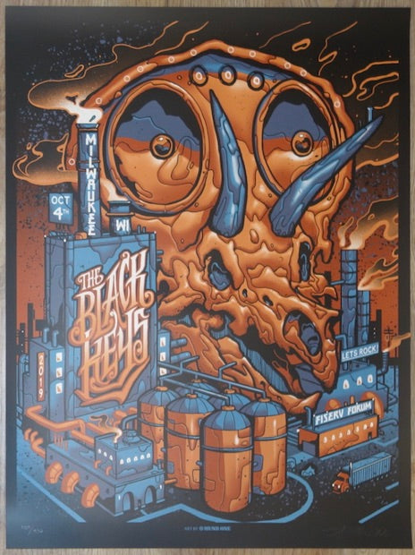 2019 The Black Keys - Milwaukee Silkscreen Concert Poster by Munk One