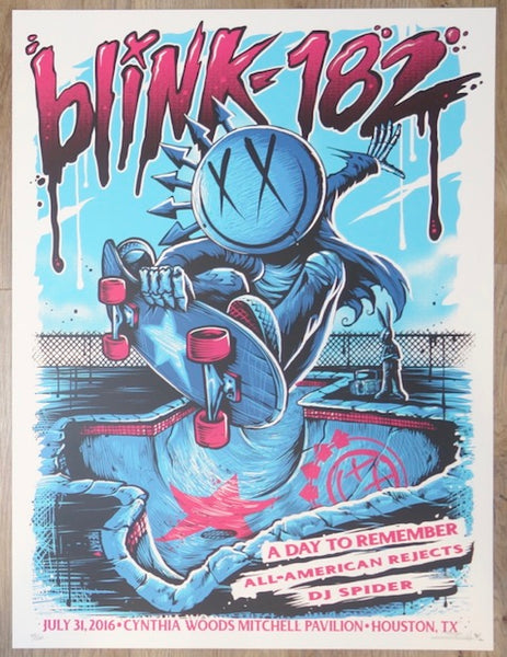 2016 Blink-182 - Woodlands Silkscreen Concert Poster by Brandon