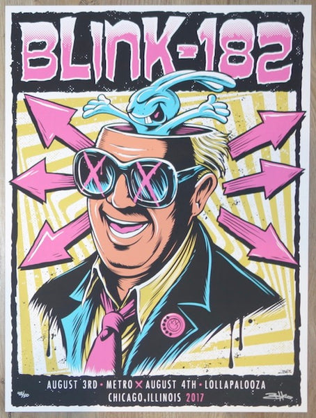2017 Blink-182 - Lollapalooza Silkscreen Concert Poster by Brandon