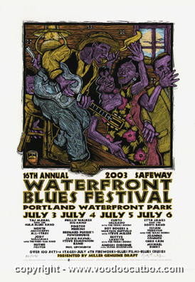 2003 Portland Blues Festival - Silkscreen Concert Poster by Gary Houston
