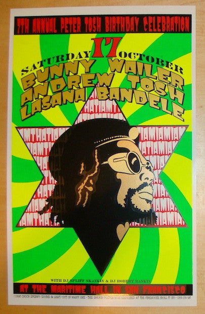 1998 Bunny Wailer - San Francisco Silkscreen Concert Poster by Chuck Sperry