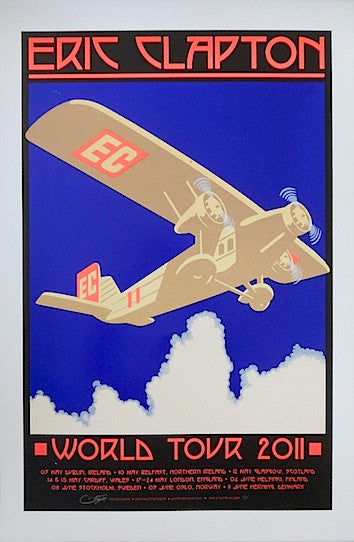 2011 Eric Clapton - European Tour Silkscreen Concert Poster by Firehouse