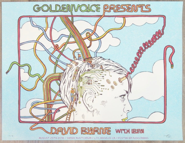 2018 David Byrne - Los Angeles Silkscreen Concert Poster by Fugscreens