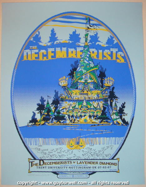2007 The Decemberists - Nottingham Silkscreen Concert Poster by Guy Burwell