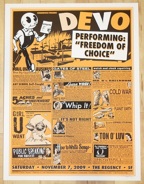 2009 Devo - San Francisco Silkscreen Concert Poster by Chuck Sperry