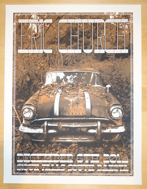 2014 Eric Church - Sioux Falls Silkscreen Concert Poster by Crosshair