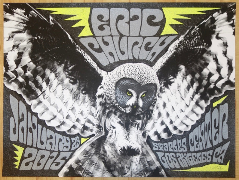 2015 Eric Church - Los Angeles Silkscreen Concert Poster by Nate Duval