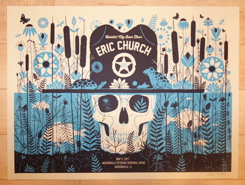2017 Eric Church - Jacksonville Silkscreen Concert Poster by Methane