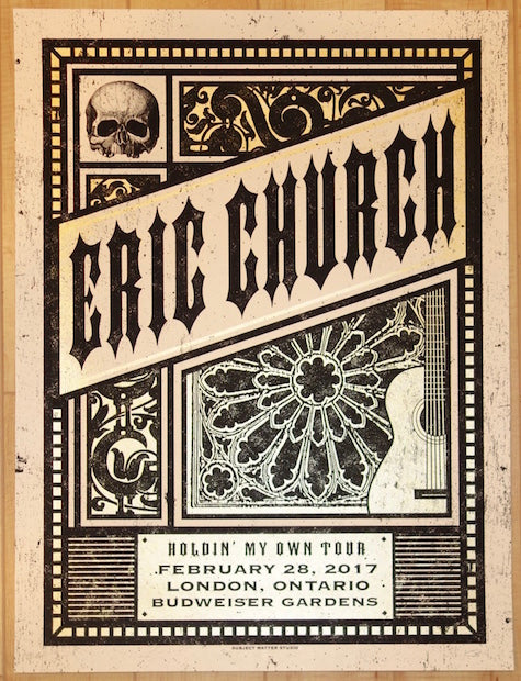 2017 Eric Church - London Silkscreen Concert Poster by Subject Matter Studio
