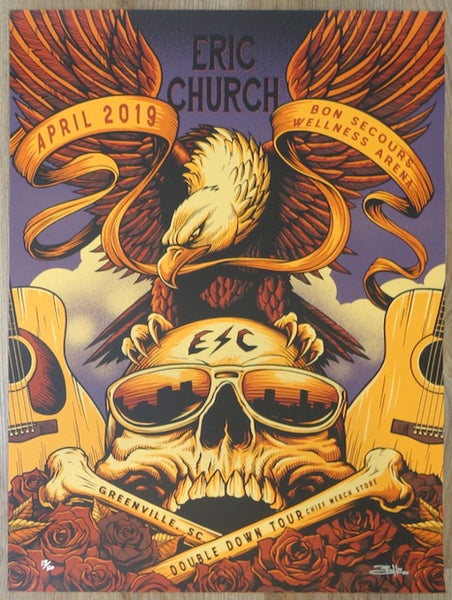2019 Eric Church - Greenville II Silkscreen Concert Poster by