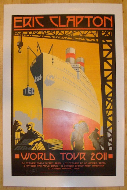 2011 Eric Clapton - South America Tour Silkscreen Concert Poster by Firehouse